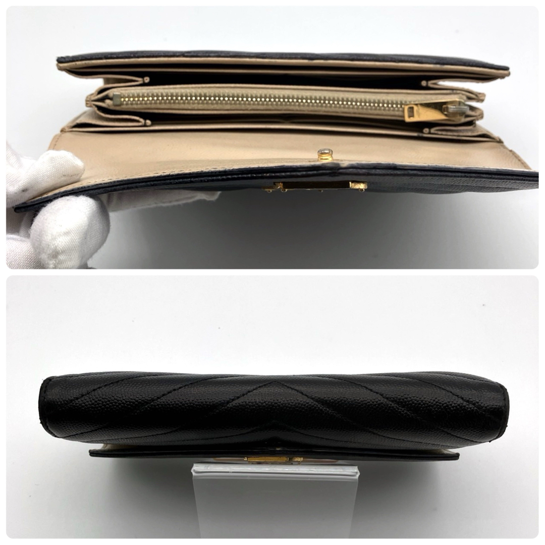 イヴ・サンローラン 長財布 折り財布 YSL ツートン 黒 ブラック イヴ・サンローラン 長財布 折り財布 YSL ツートン 黒 ブラック