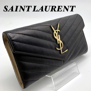 サンローラン(Saint Laurent)のイヴ・サンローラン　長財布　折り財布　YSL　ツートン　黒　ブラック　ベージュ(財布)