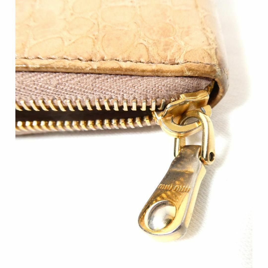 miumiu(ミュウミュウ)の良品 MIU MIU クロコダイル型押し エナメル ラウンドファスナー 長財布 レディースのファッション小物(財布)の商品写真