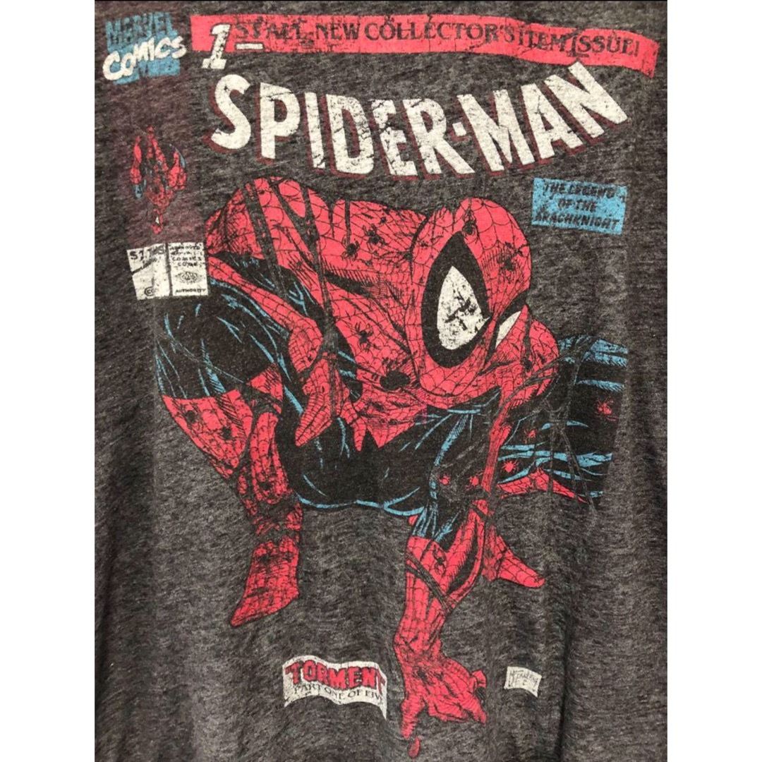 MARVEL(マーベル)のSpider-Man  コミック1巻表紙 　Tシャツ　M　グレー　USA古着 メンズのトップス(Tシャツ/カットソー(半袖/袖なし))の商品写真