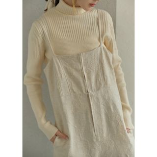 Eaphi leaf pattern jacquard salopette (サロペット/オーバーオール)