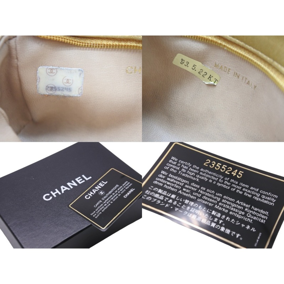 CHANEL(シャネル)のCHANEL シャネル ミニポーチ コスメポーチ ココマーク A01436X01079 キャビアスキン マスタード ゴールド金具 良品 中古 57438 レディースのファッション小物(ポーチ)の商品写真