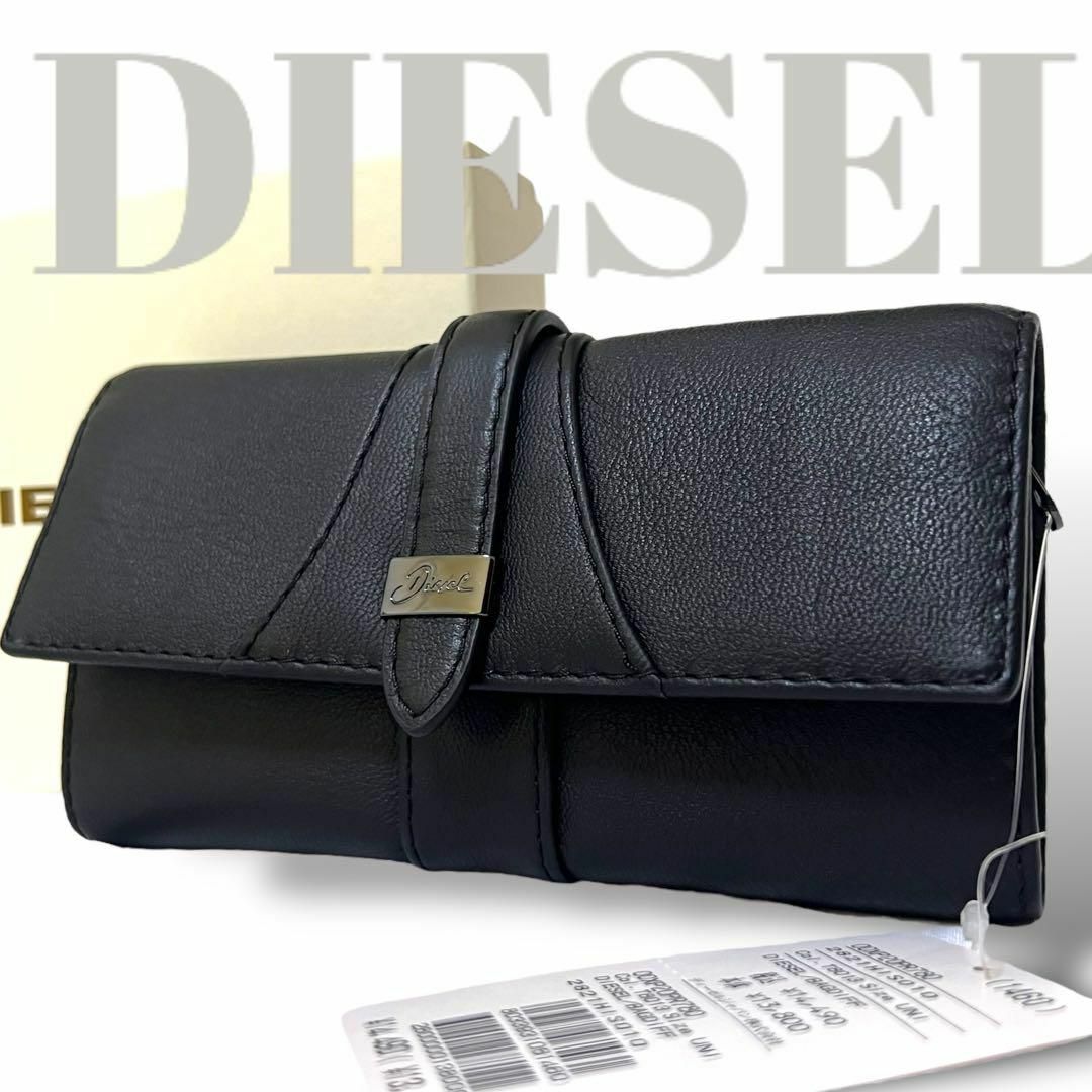 新品箱付き★DIESEL★ディーゼル★ショルダー付★長財布★ポシェット★ブラック