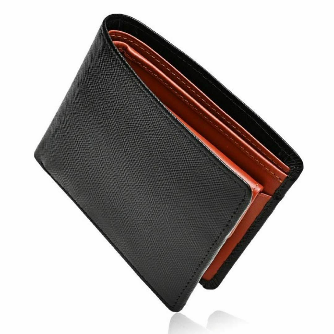 新品本革財布 メンズ 男性 高級 2つ折りサフィアーノレザー 茶 ブラウン メンズのファッション小物(折り財布)の商品写真