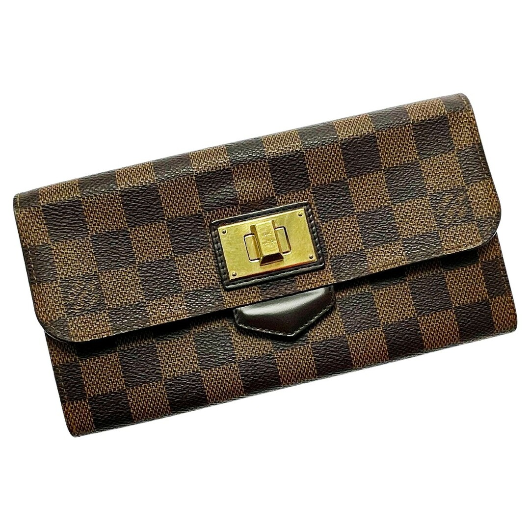 財布☆☆LOUIS VUITTON ルイヴィトン ダミエ ポルトフォイユ・ローズベリー N63017 エベヌ 長財布 レディース ゴールド金具