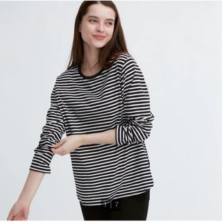 ユニクロ(UNIQLO)のソフトコットンボーダーラウンドヘムT（長袖）(Tシャツ(長袖/七分))