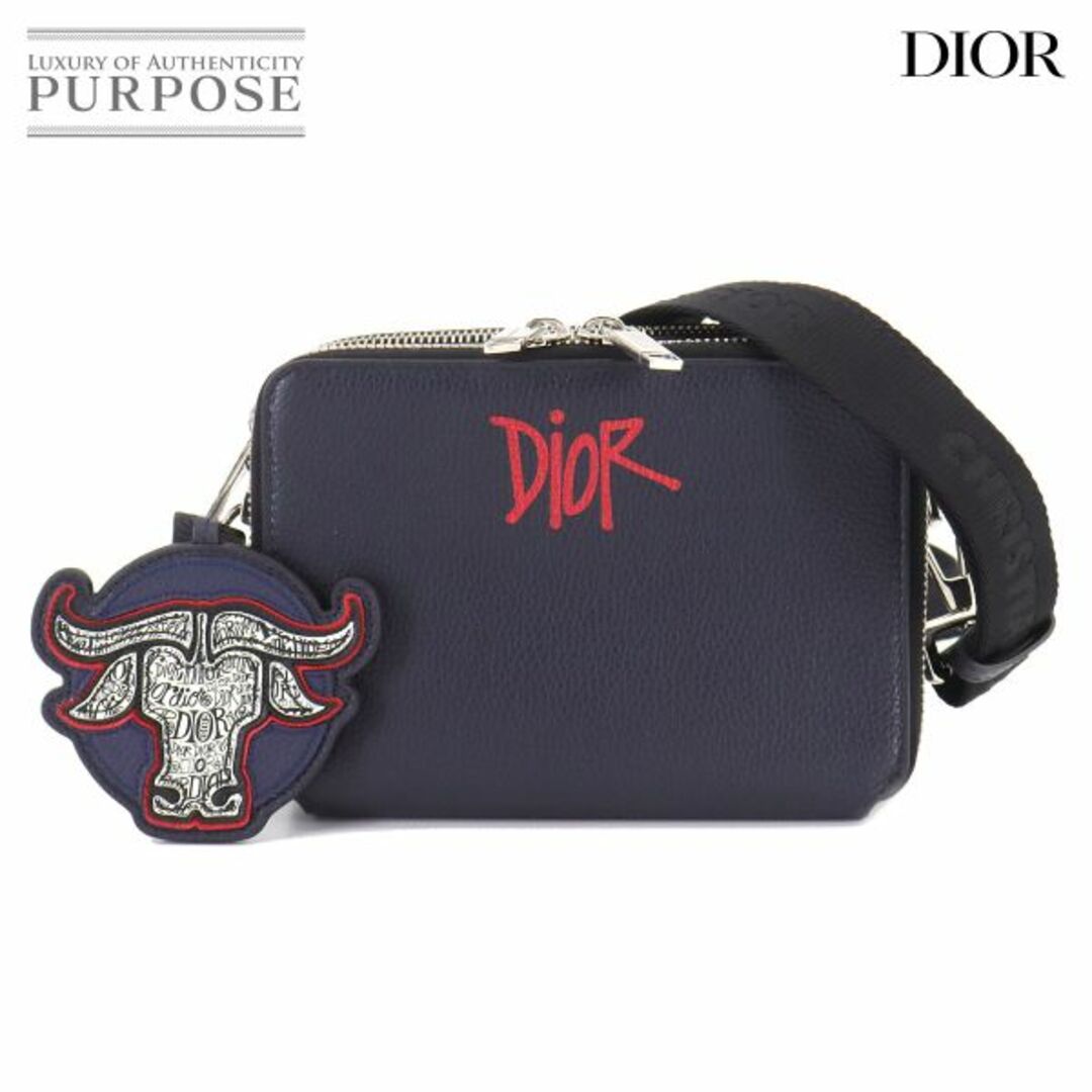 商品名ショルダーバッグ未使用 展示品 クリスチャン ディオール Christian Dior ステューシー Stussy コラボ ショルダー バッグ レザー ネイビー VLP 90215410