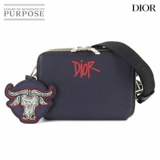 クリスチャンディオール(Christian Dior)の未使用 展示品 クリスチャン ディオール Christian Dior ステューシー Stussy コラボ ショルダー バッグ レザー ネイビー VLP 90215410(ショルダーバッグ)