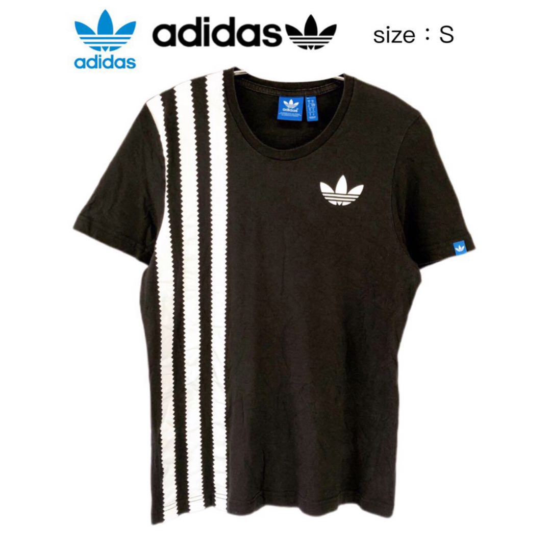 adidas(アディダス)のadidas　トレフォイル　Tシャツ　S　黒　FRA古着 メンズのトップス(Tシャツ/カットソー(半袖/袖なし))の商品写真