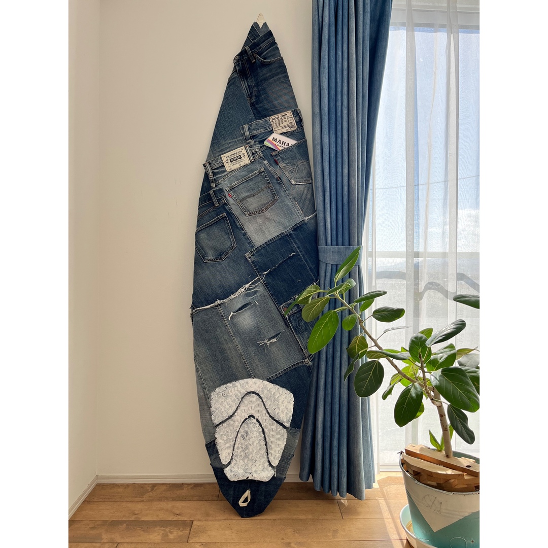 Nalushopサーフボード  インテリア 置物 ハワイアン デニム  SURF サーフィン