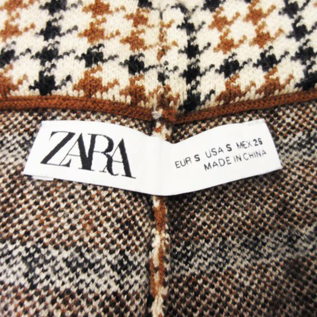 ZARA(ザラ)のザラ パンツ ニット イージー ワイド ストレート もっちり 厚手 千鳥 S 茶 レディースのパンツ(その他)の商品写真