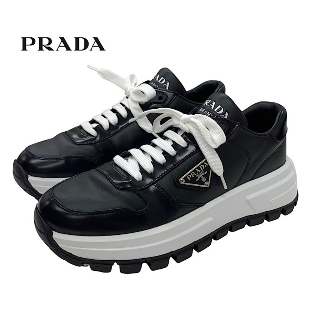 PRADA - プラダ PRADA スニーカー 靴 シューズ レザー ブラック 黒