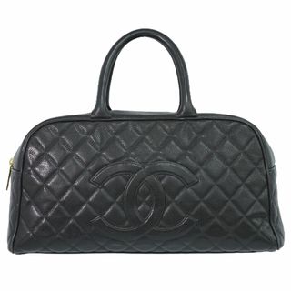 シャネル(CHANEL)の本物 シャネル CHANEL ココマーク マトラッセ ハンドバッグ キャビアスキン レザー ブラック Matelasse バッグ 中古(ハンドバッグ)