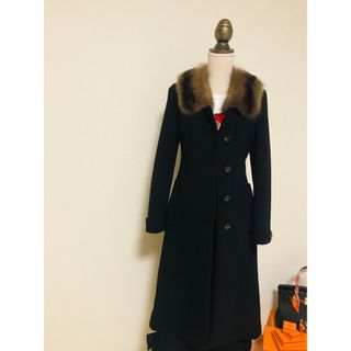 プラダ(PRADA)の❤︎PRADA セーブル襟ロングコート40サイズ❤︎(ロングコート)