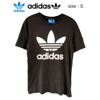 アディダス(adidas)のadidas　トレフォイル　Tシャツ　S　黒　USA古着(Tシャツ/カットソー(半袖/袖なし))