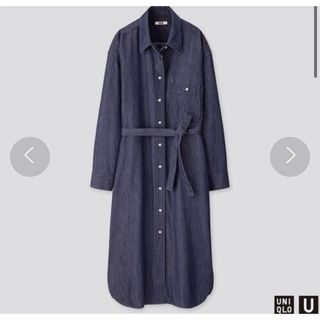 ユニクロ(UNIQLO)の【新品】UNIQLO U デニムシャツワンピース（長袖）M(ロングワンピース/マキシワンピース)