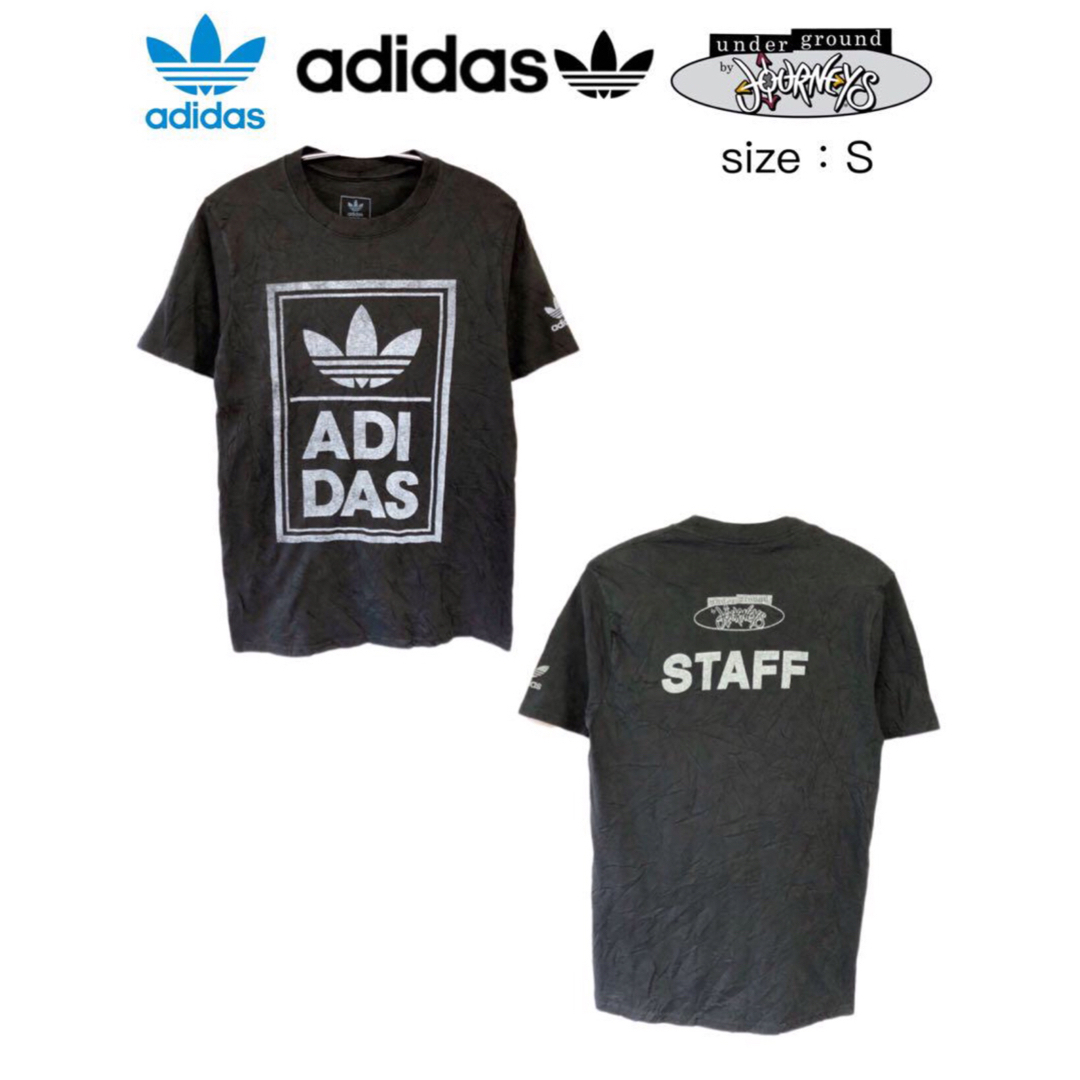 adidas(アディダス)のadidas　トレフォイル　ジャーニー スタッフ Tシャツ　S　黒　USA古着 メンズのトップス(Tシャツ/カットソー(半袖/袖なし))の商品写真