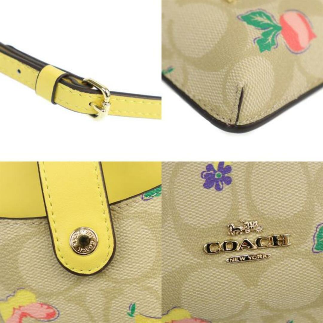 COACH(コーチ)のコーチ スマホショルダー ポーチ シグネチャー フラワー 中古 イエロー コーティングレザー COACH 【中古】 | iPhone スマートフォン 花 ブランド バック ファッション シンプル SAランク レディースのファッション小物(ポーチ)の商品写真