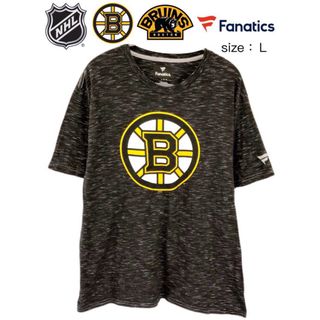 ファナティック(fanatic)のNHL　ボストン・ブルーインズ　Tシャツ　L　ダークグレー　USA古着(Tシャツ/カットソー(半袖/袖なし))