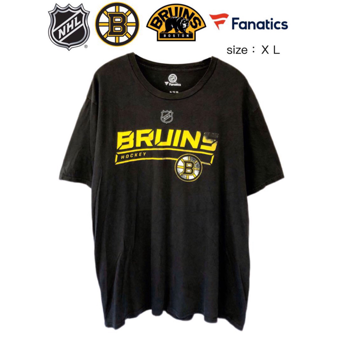 fanatic(ファナティック)のNHL　ボストン・ブルーインズ　Tシャツ　XL　黒　USA古着 メンズのトップス(Tシャツ/カットソー(半袖/袖なし))の商品写真