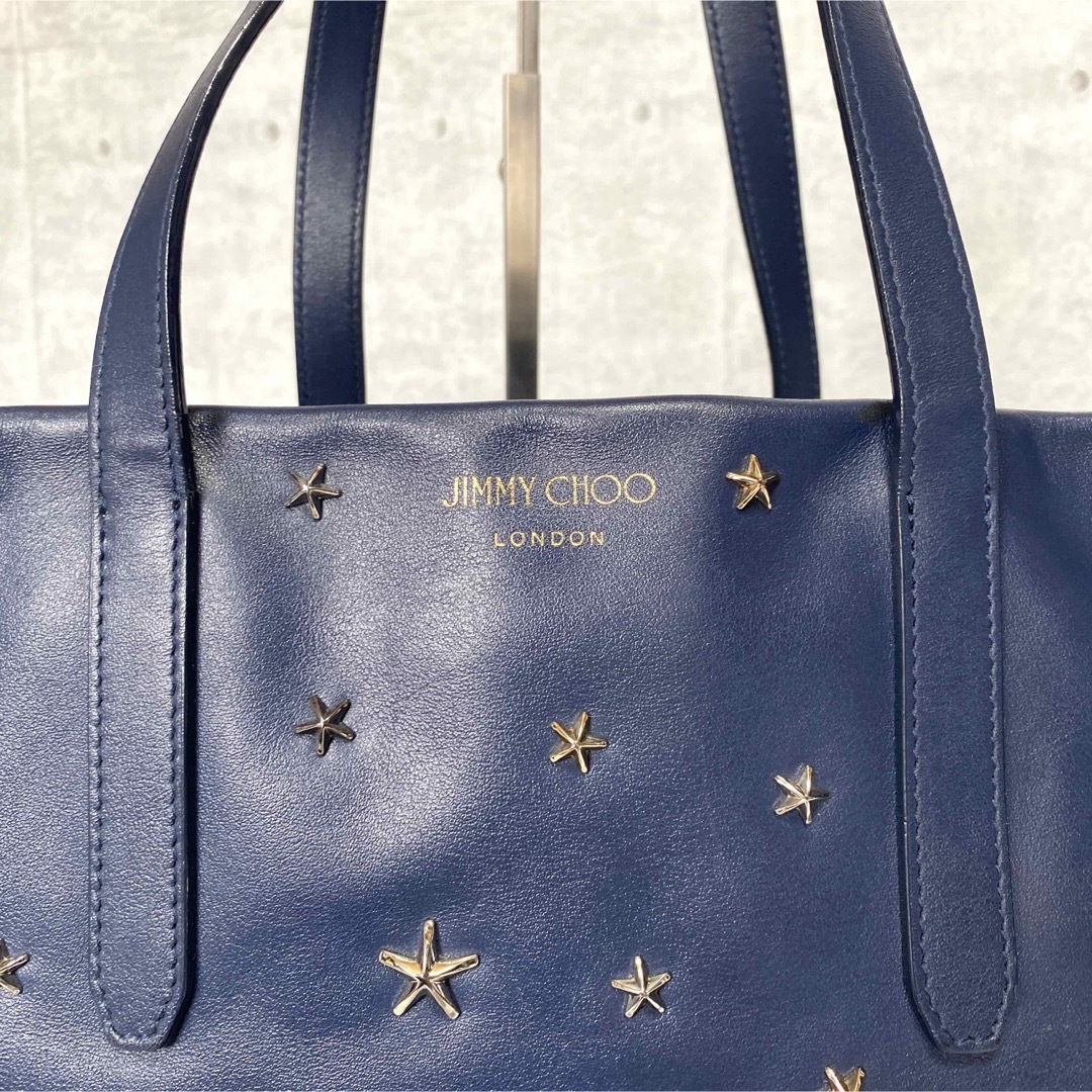 JIMMY CHOO(ジミーチュウ)の【良品】JIMMY CHOO SOFIA/M ネイビー 3色スタッズトートバッグ レディースのバッグ(トートバッグ)の商品写真