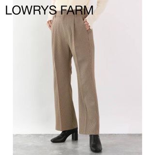 ローリーズファーム(LOWRYS FARM)のローリーズファーム　レディース　ワイド フレア パンツ タック　千鳥柄 千鳥格子(カジュアルパンツ)