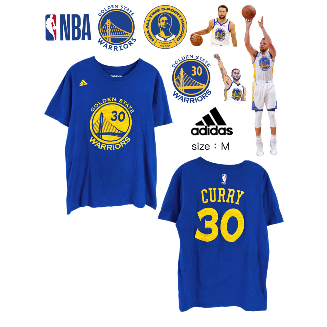 adidas(アディダス)のNBA　ウォリアーズ　ステフィン・カリー　30　Tシャツ　M　青　USA古着 メンズのトップス(Tシャツ/カットソー(半袖/袖なし))の商品写真