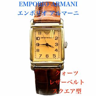 エンポリオアルマーニ(Emporio Armani)のEMPORIO ARMANI スクエア型 レザーベルト 腕時計(腕時計)