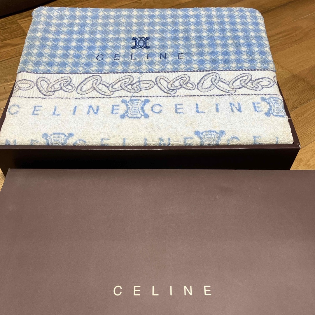 CELINE - セリーヌCELINE タオルケットロゴマーク ブルー系 難 CELINE - セリーヌCELINE タオルケットロゴマーク ブルー系 難