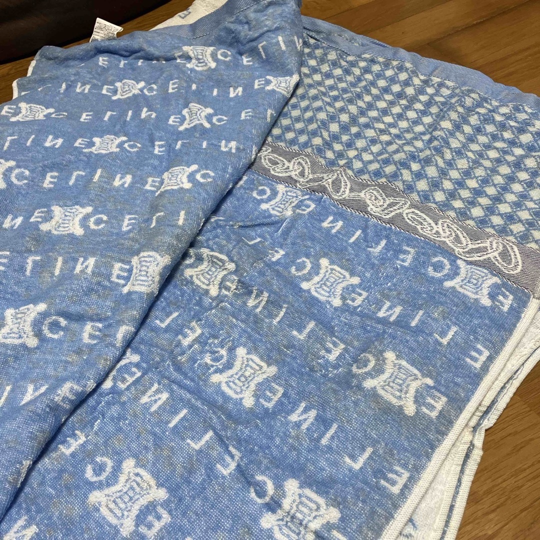 CELINE - セリーヌCELINE タオルケットロゴマーク ブルー系 難 CELINE - セリーヌCELINE タオルケットロゴマーク ブルー系 難