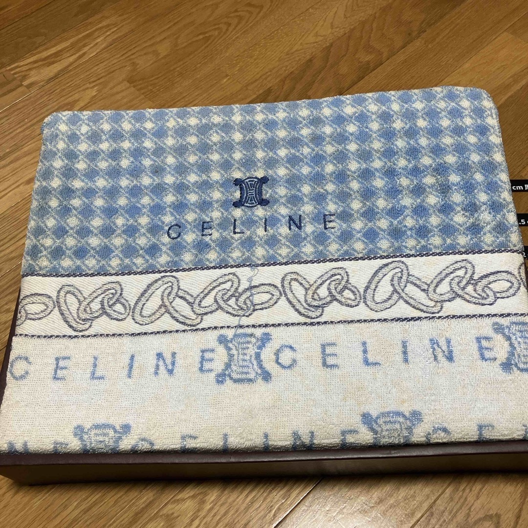 CELINE - セリーヌCELINE タオルケットロゴマーク ブルー系 難 CELINE - セリーヌCELINE タオルケットロゴマーク ブルー系 難