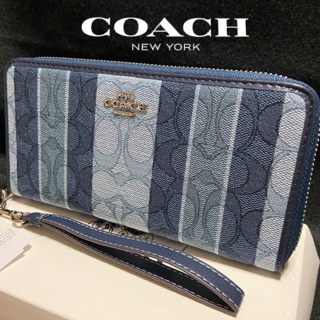 COACH(コーチ)のギフト⭕️ コーチ 人気のデニムストライプ　メンズレディス　長財布 メンズのファッション小物(長財布)の商品写真