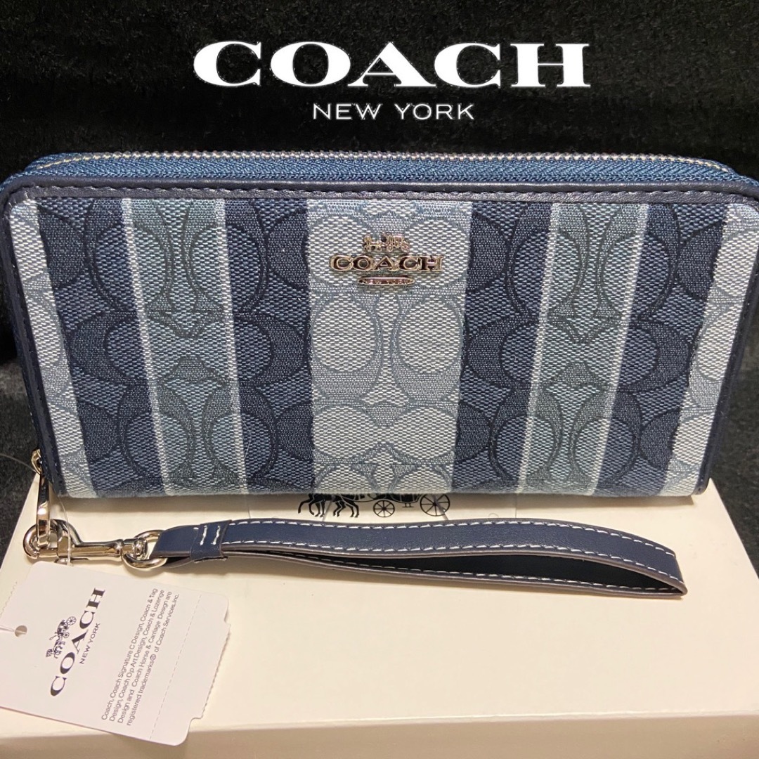 COACH(コーチ)のギフト⭕️ コーチ 人気のデニムストライプ　メンズレディス　長財布 メンズのファッション小物(長財布)の商品写真