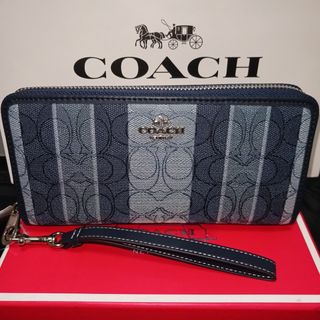 コーチ(COACH)のギフト⭕️ コーチ 人気のデニムストライプ　メンズレディス　長財布(長財布)