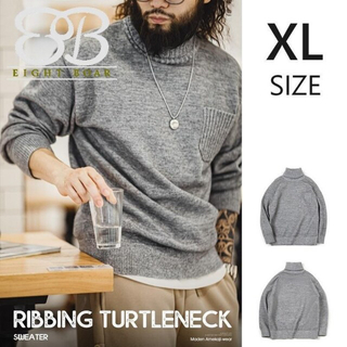 ◆ボトミングブレンドタートルネックセーター プルオーバーニット◆XL灰k31(ニット/セーター)