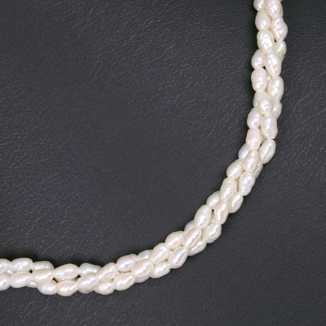約455cm真珠サイズバロックベビーパール 3連ツイスト3.5～4.0ｍｍ 真珠×金メッキ 約30.0g レディース ネックレス