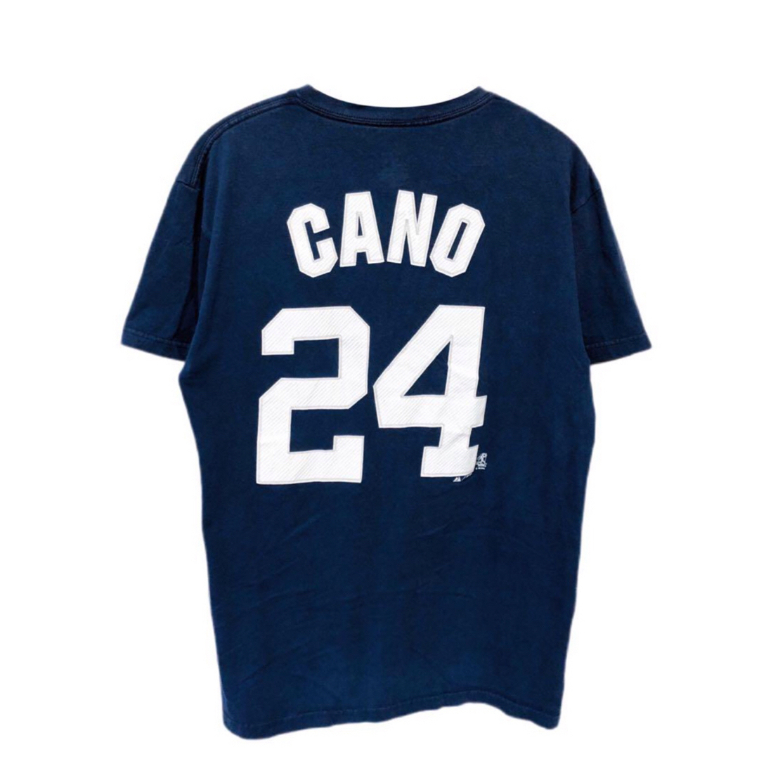 Majestic(マジェスティック)のMLB　ヤンキース　ロビンソン・カノ　24　Tシャツ　M　ネイビー　USA古着 メンズのトップス(Tシャツ/カットソー(半袖/袖なし))の商品写真