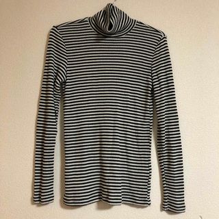 ユニクロ(UNIQLO)のUNIQLO ユニクロ リブボーダータートルネックT(Tシャツ(長袖/七分))