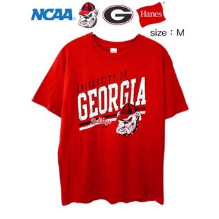 ヘインズ(Hanes)のNCAA　ジョージア大学　ブルドッグス　Tシャツ　M　赤　USA古着(Tシャツ/カットソー(半袖/袖なし))