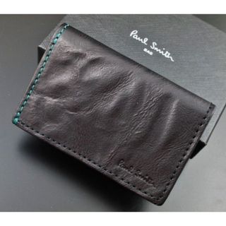 ポールスミス(Paul Smith)のラスト1点限り☆新品☆箱付 ポールスミス クラッシュレザー 名刺入れ 黒(名刺入れ/定期入れ)