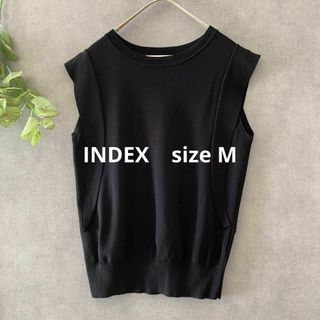 インデックス(INDEX)のINDEX 黒ノースリーブニット 春ニット ワールド(ニット/セーター)