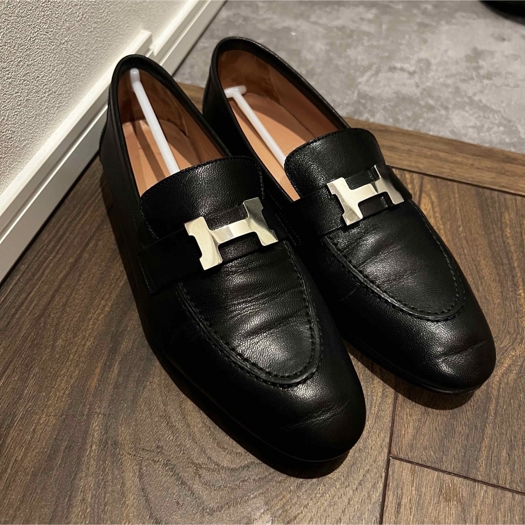 値下げ　新品　未使用　エルメス　HERMES ローファー　モカシン　黒