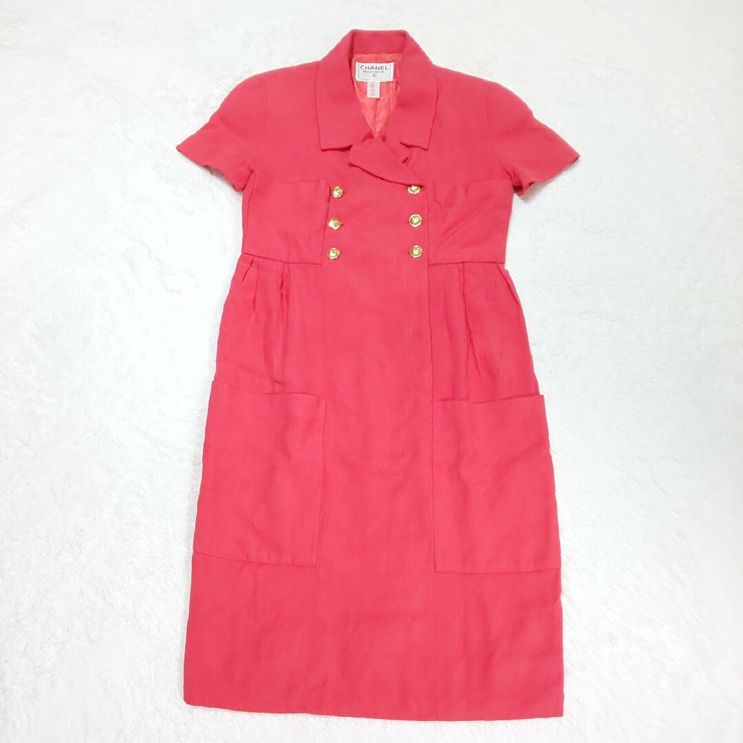 極希少/美品 CHANEL ダブルブレストロングシャツワンピース ココ 極希少/美品 CHANEL ダブルブレストロングシャツワンピース ココ
