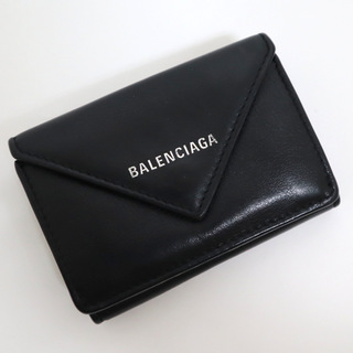 バレンシアガバッグ(BALENCIAGA BAG)の【BALENCIAGA】バレンシアガ ペーパーミニウォレット ブラックレザー/kt08832ik(財布)