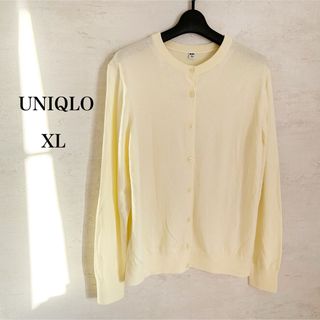 ユニクロ(UNIQLO)のユニクロ✨UVカットソークルーネックカーディガン長袖XL大きいサイズ美品(カーディガン)