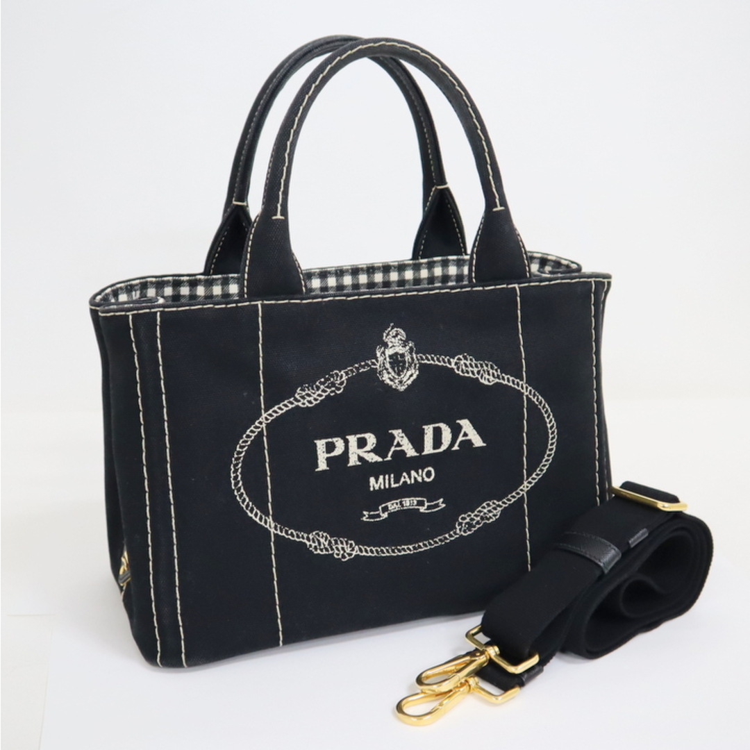 【PRADA】プラダ カナパトート ギンガムチェック ブラック 1BG439/kt08841ngサイズ