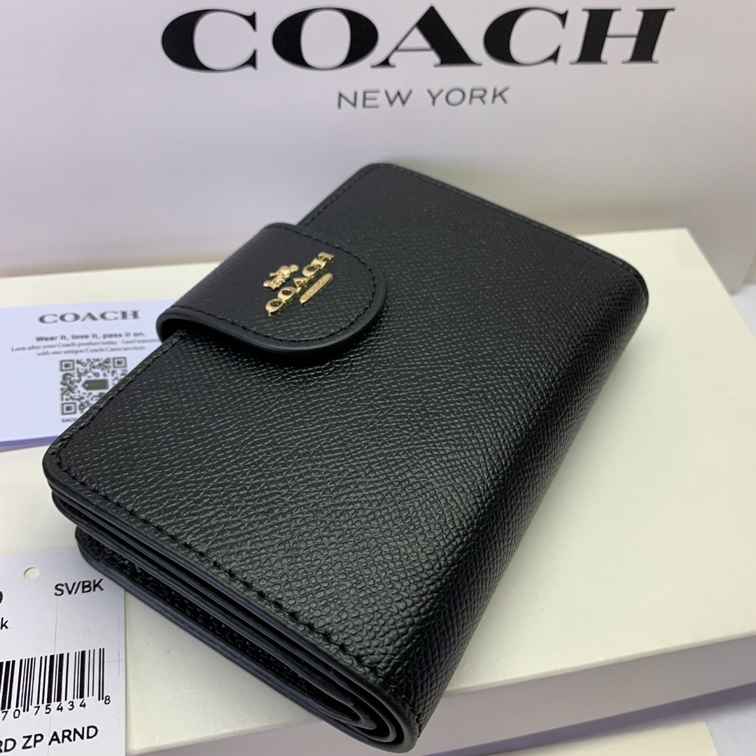 COACH - COACH 新品 C6390 二つ折り財布 ミディアムウォレット 黒 ...