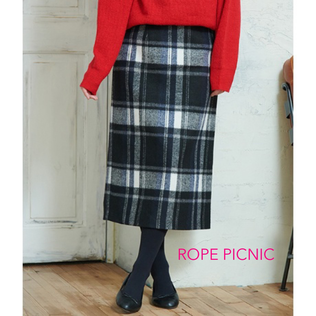 Rope' Picnic(ロペピクニック)のROPE PICNIC チェックタイトスカート　ウール　レディース38 レディースのスカート(ロングスカート)の商品写真