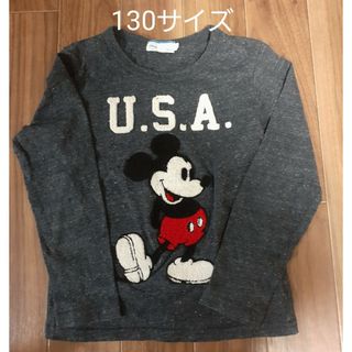 ライトオン(Right-on)のミッキー　グレー　長袖トップス　130サイズ　Right-on(Tシャツ/カットソー)