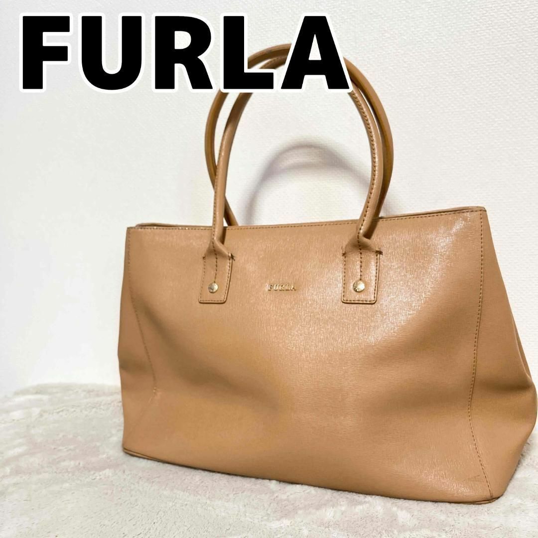 Furla(フルラ)のレア✨FURLA フルラハンドバッグトートバッグベージュブラウン茶 レディースのバッグ(トートバッグ)の商品写真